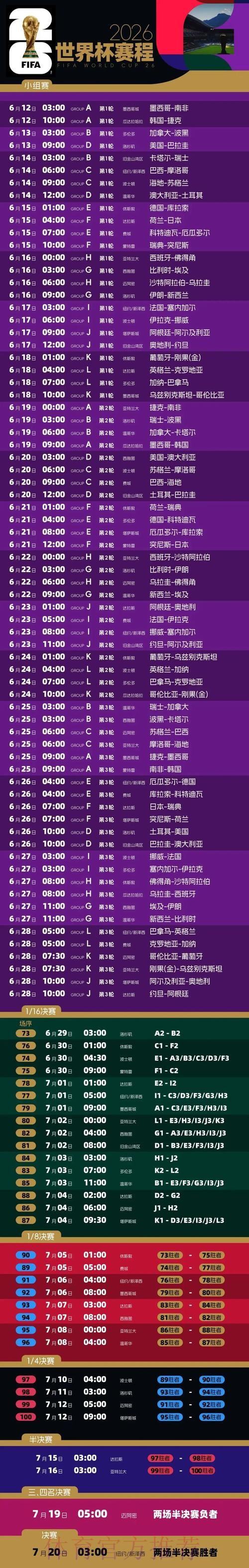 2026世界杯比赛时间实时更新比赛时间表官网入口 2026世界杯比赛时间实时更新比赛时间表官网入口