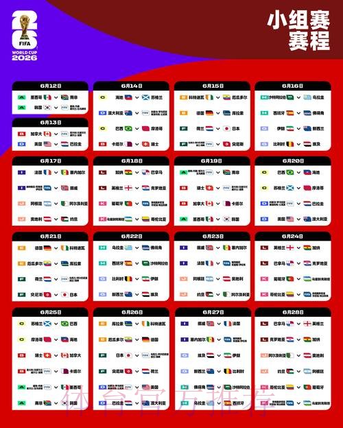 2026世界杯每日赛程完整版比赛时间表在哪里看 2026世界杯每日赛程完整版比赛时间表在哪里看
