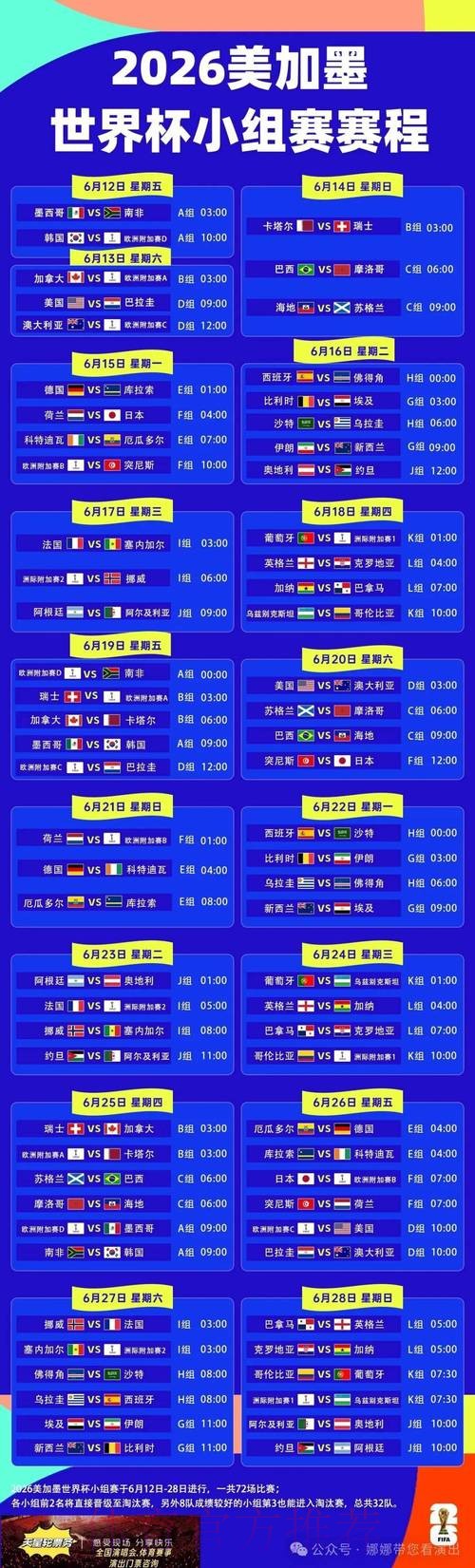 2026世界杯每日赛程高清版实时赛程怎么看